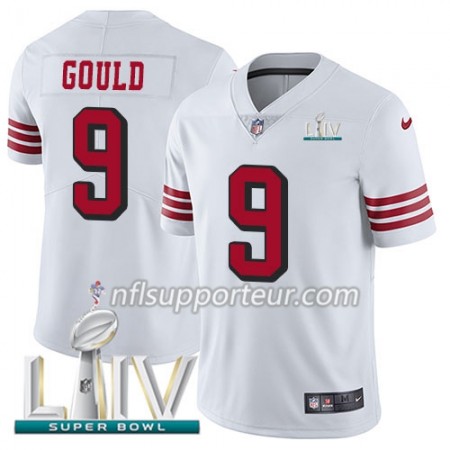 Maillot Homme San Francisco 49ers Robbie Gould 9 Nike Blanc 2020 Super Bowl LIV